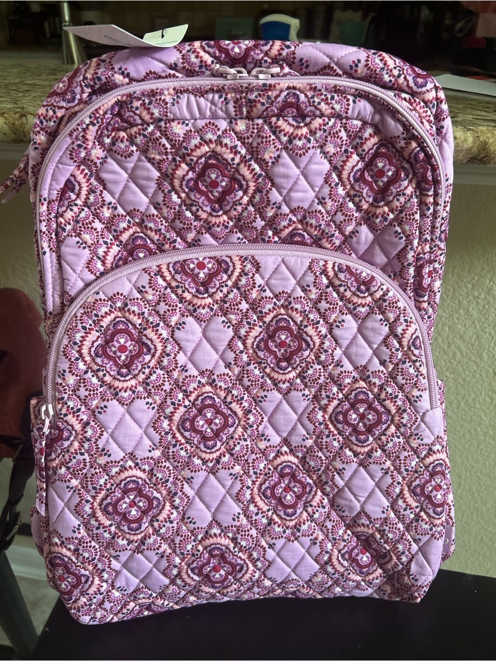 Vera Bradley Pink Quilted Backpack and lunch box Set - Picture 3 of 6